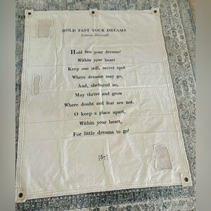 Large Trendy Sugarboo Canvas Wall Hanging Tarp  “Hold Fast Your Dreams” Poem